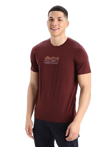 Pánské Tričko Icebreaker Merino Tech Lite II Krátké Sleeve Mountain Geology Červené | CZ 1764ZUTG